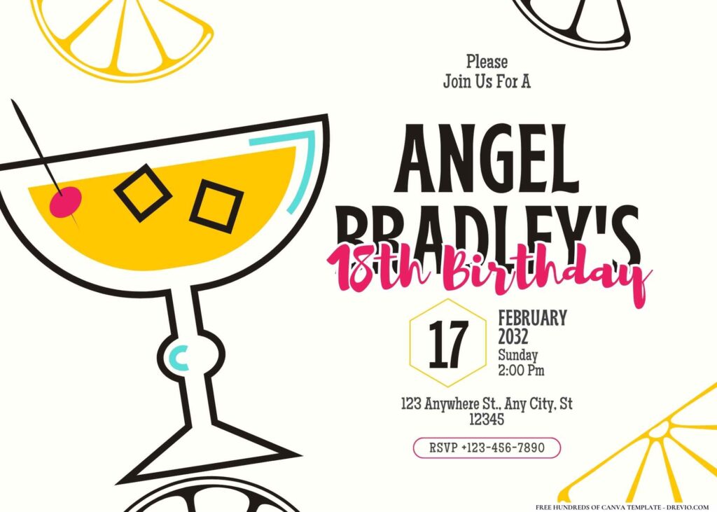 FREE Editable Cocktail Party Birthday Invitation