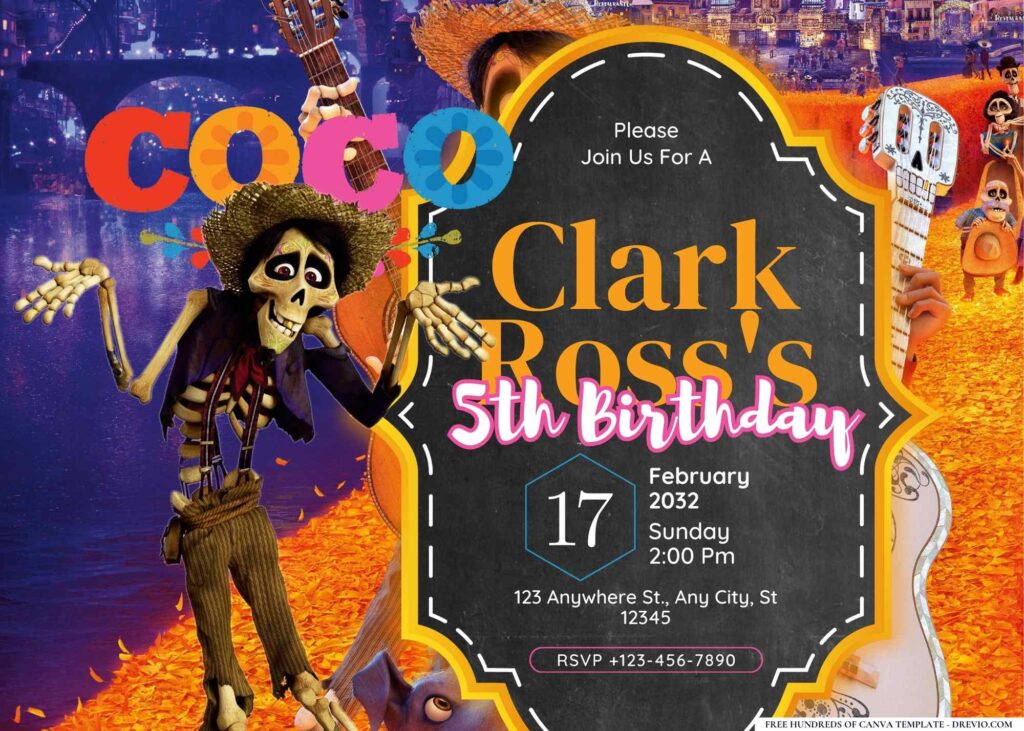 FREE Editable Coco Birthday Invitation