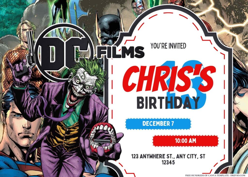 FREE Editable DC Birthday Invitation