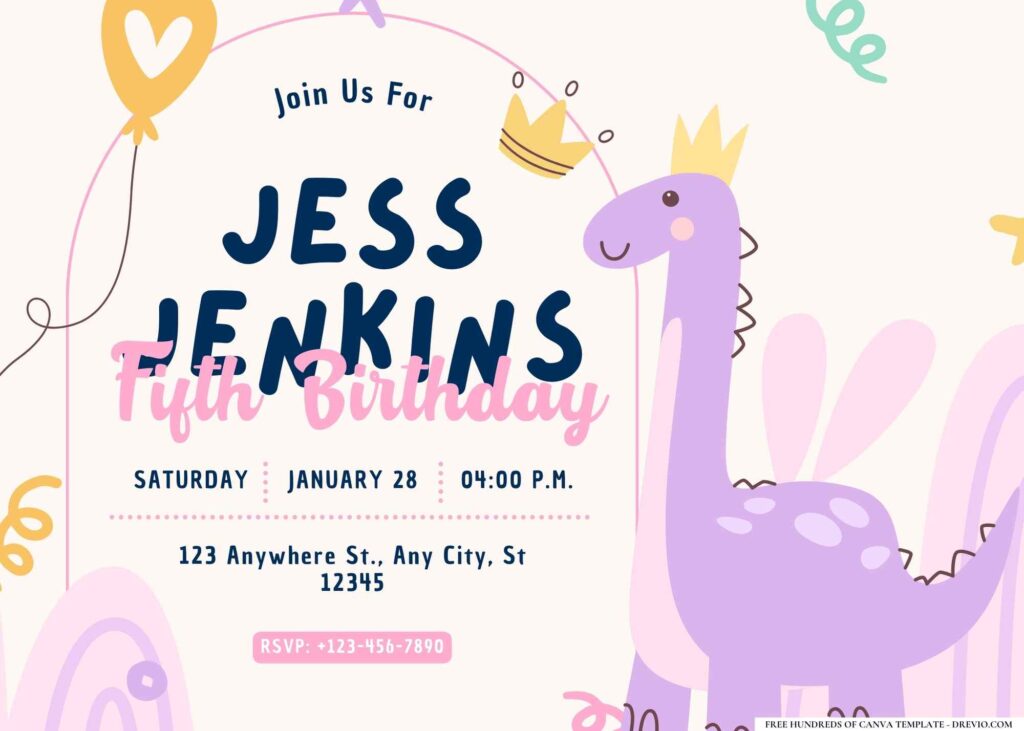 FREE Editable Dinosaur Party Birthday Invitation