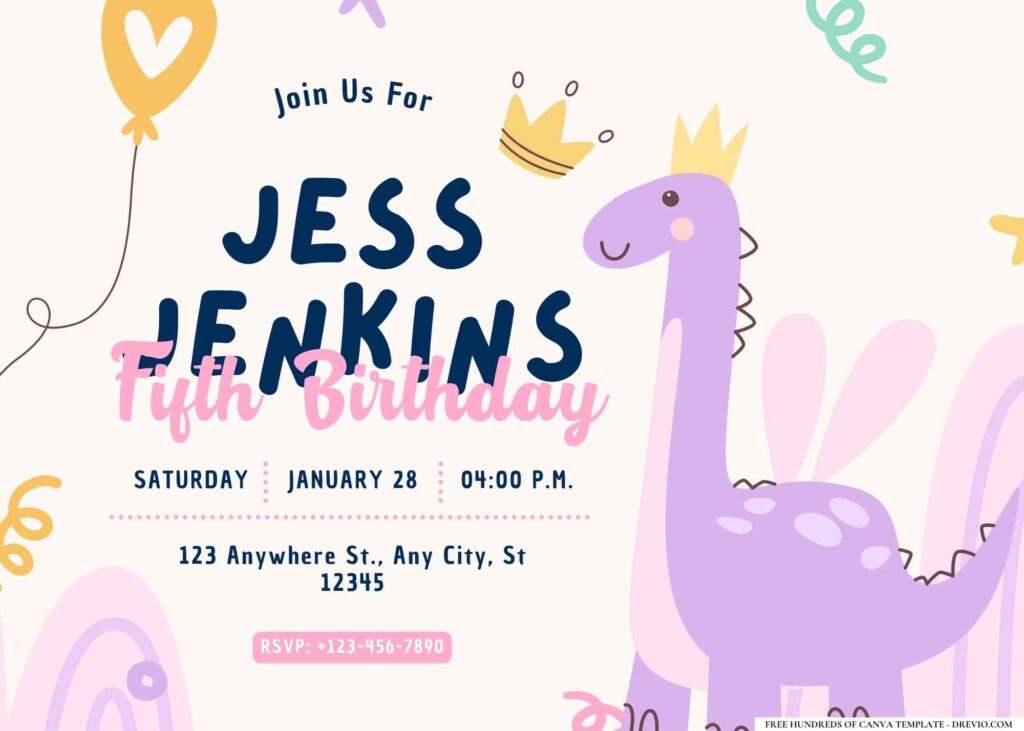 FREE Editable Dinosaur Party Birthday Invitation