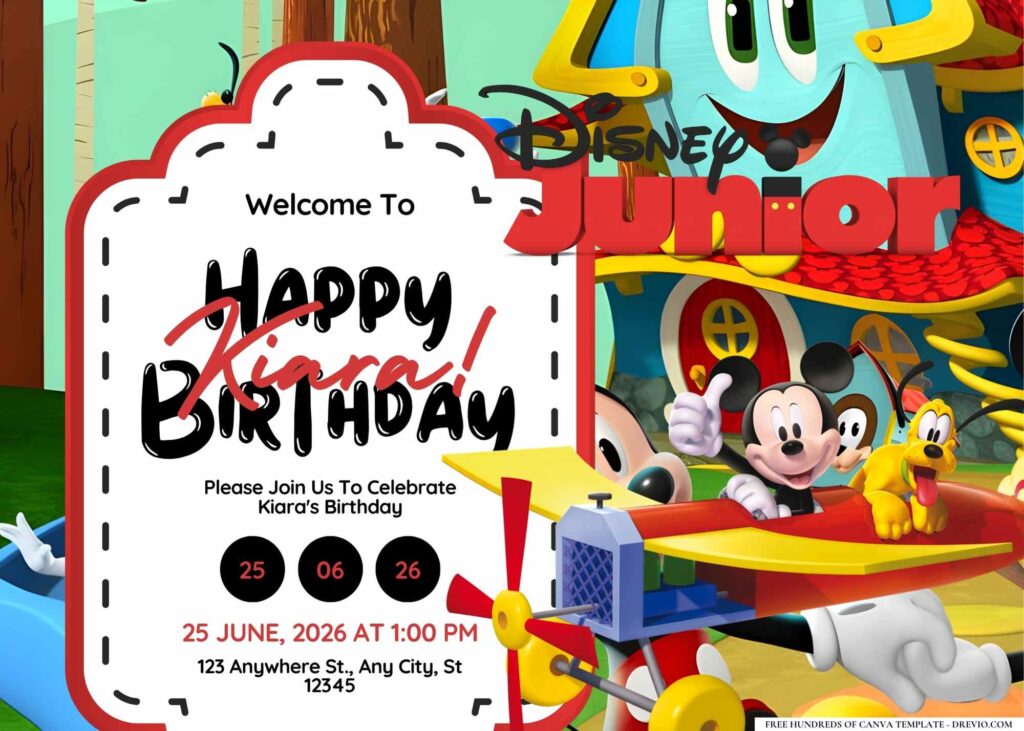 FREE Editable Disney Junior Birthday Invitation