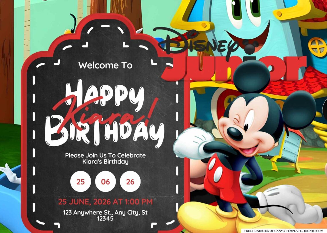 FREE Editable Disney Junior Birthday Invitation