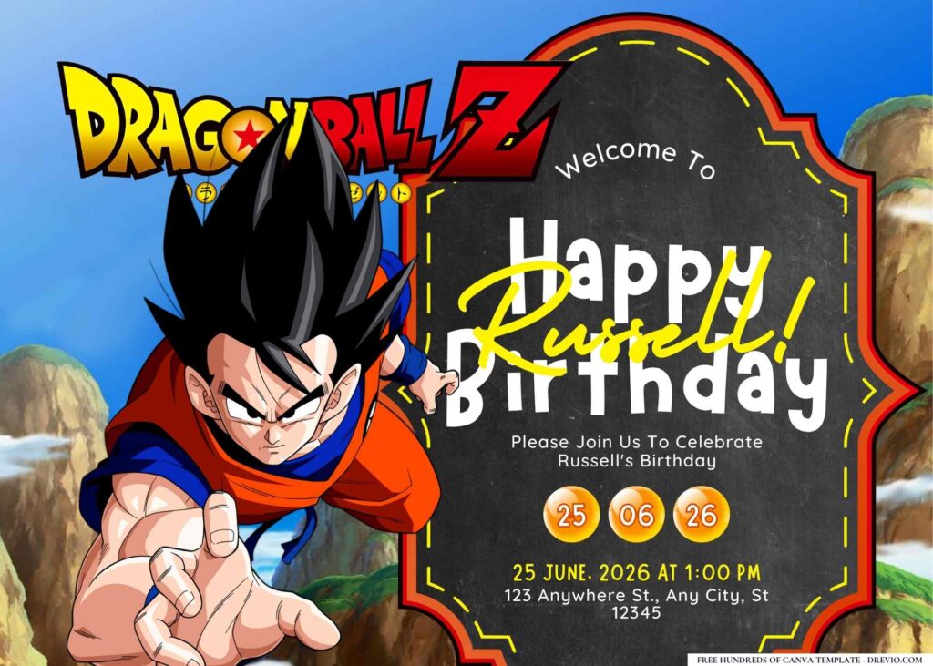 FREE Editable Dragon Ball Z Birthday Invitation