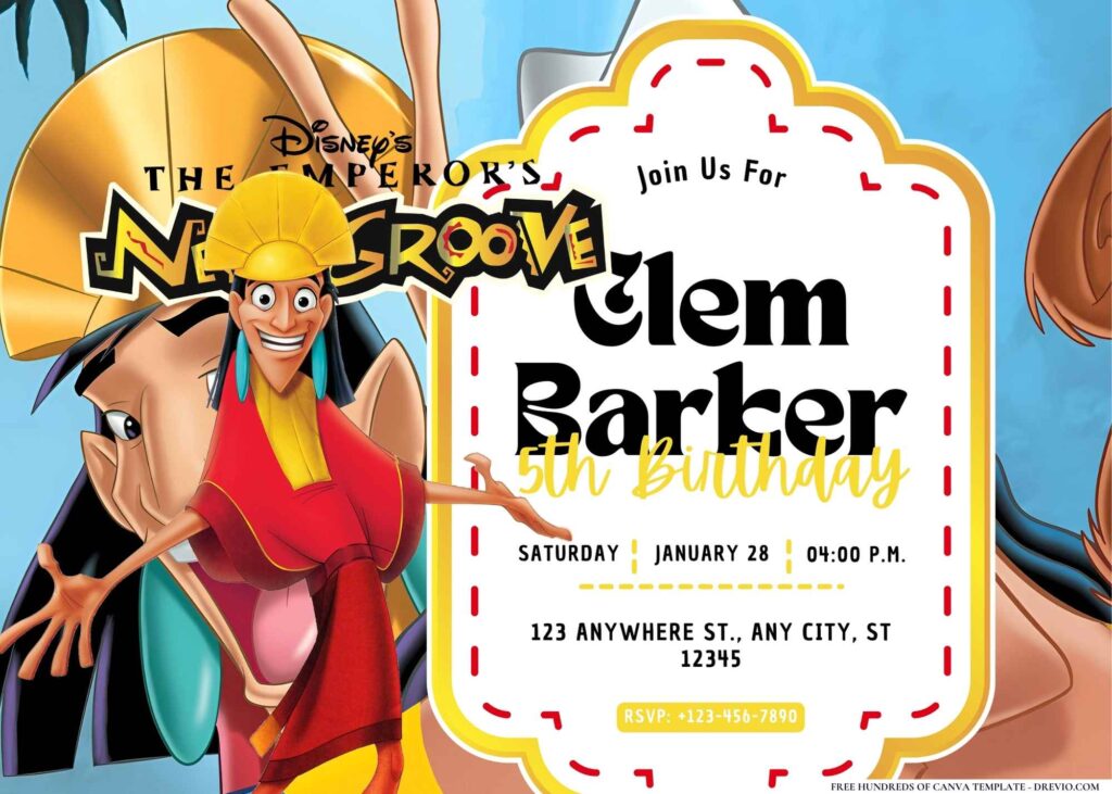 FREE Editable Emperor's New Groove Birthday Invitations