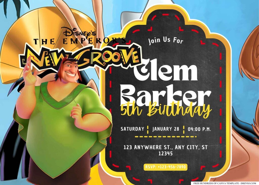 FREE Editable Emperor's New Groove Birthday Invitations