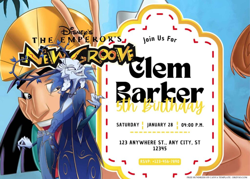 FREE Editable Emperor's New Groove Birthday Invitations