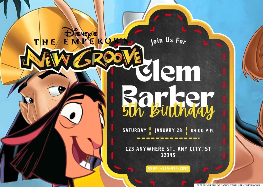 FREE Editable Emperor's New Groove Birthday Invitations