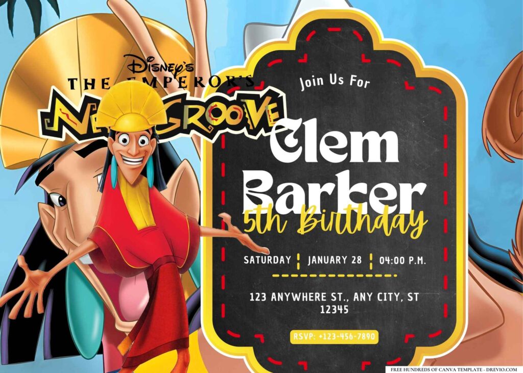 FREE Editable Emperor's New Groove Birthday Invitations