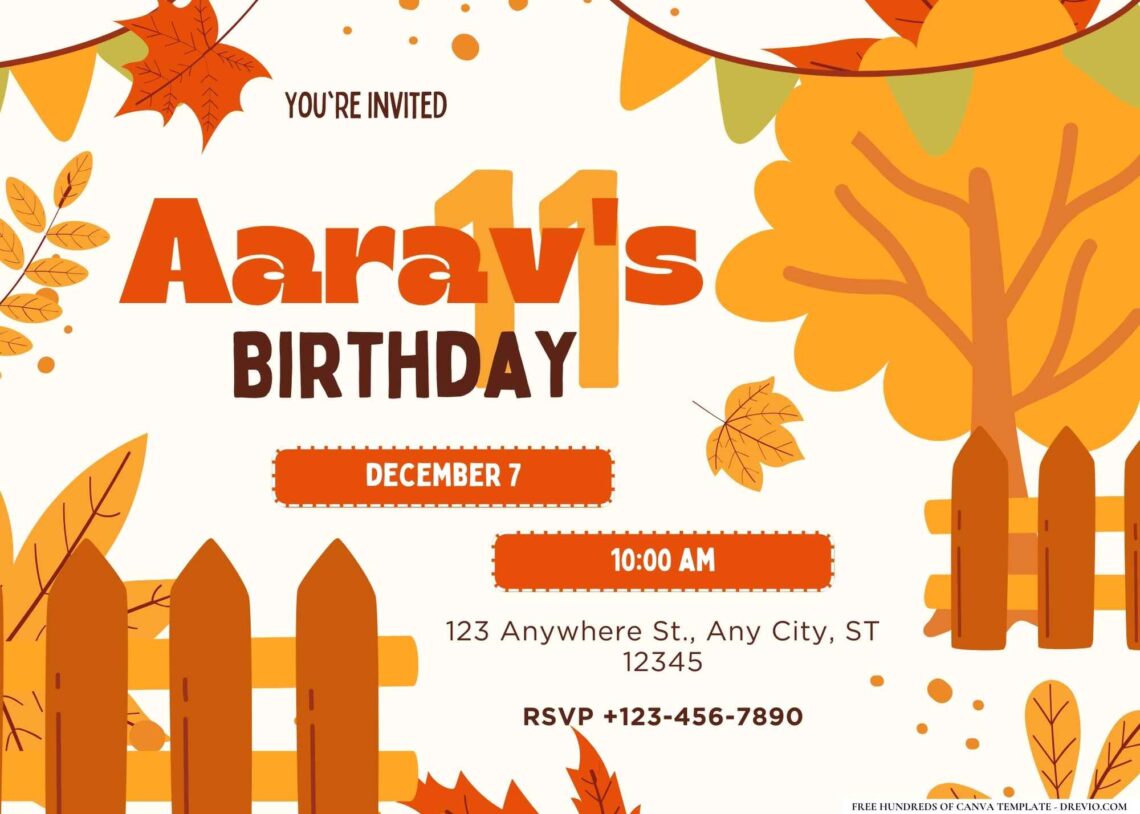 FREE Editable Fall Harvest Birthday Invitation