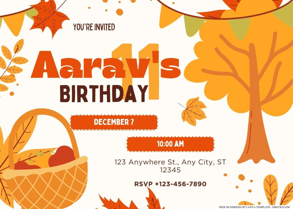 FREE Editable Fall Harvest Birthday Invitation