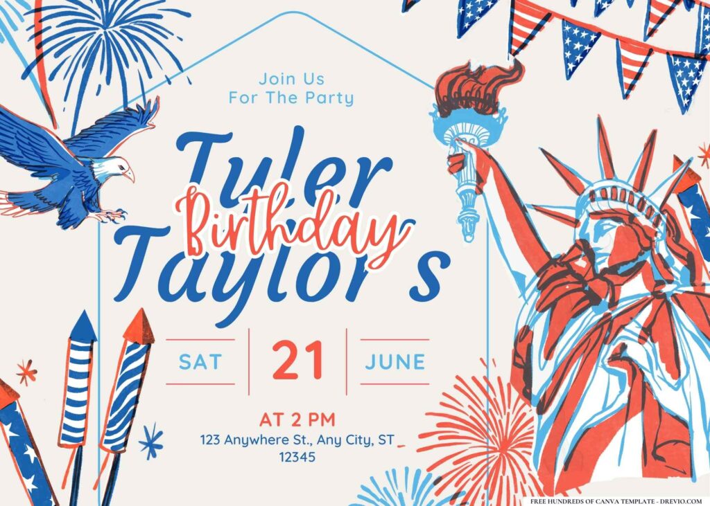 FREE Editable Fourth of July Birthday Invitation