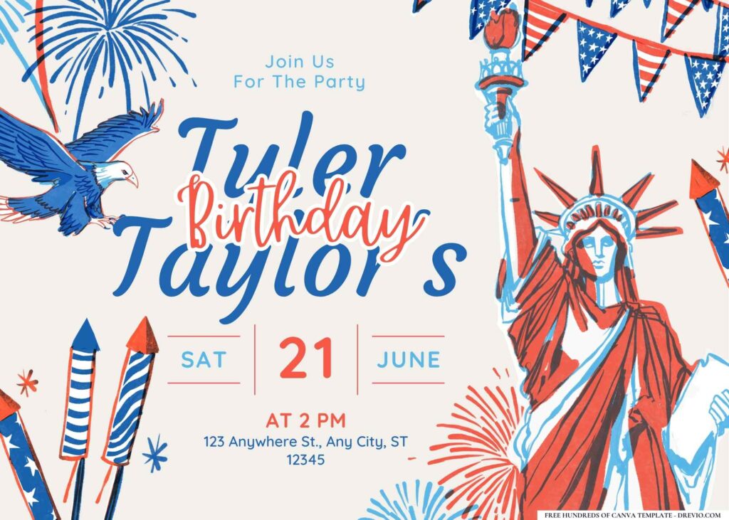 FREE Editable Fourth of July Birthday Invitation