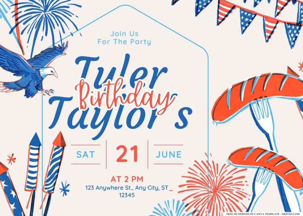 FREE Editable Fourth of July Birthday Invitation