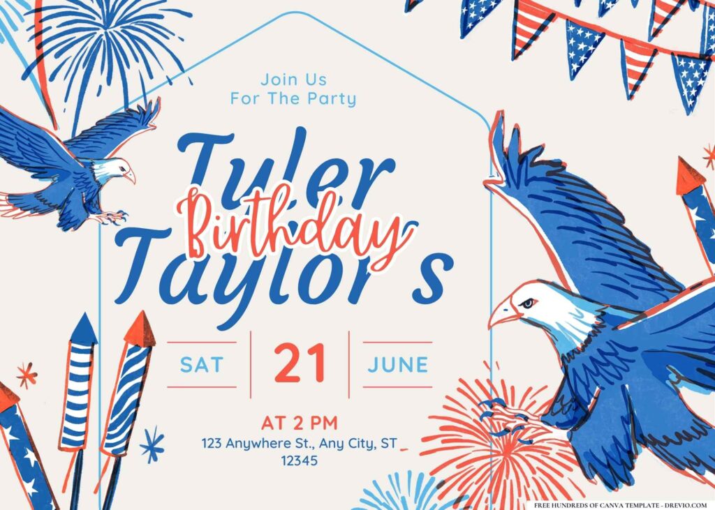 FREE Editable Fourth of July Birthday Invitation