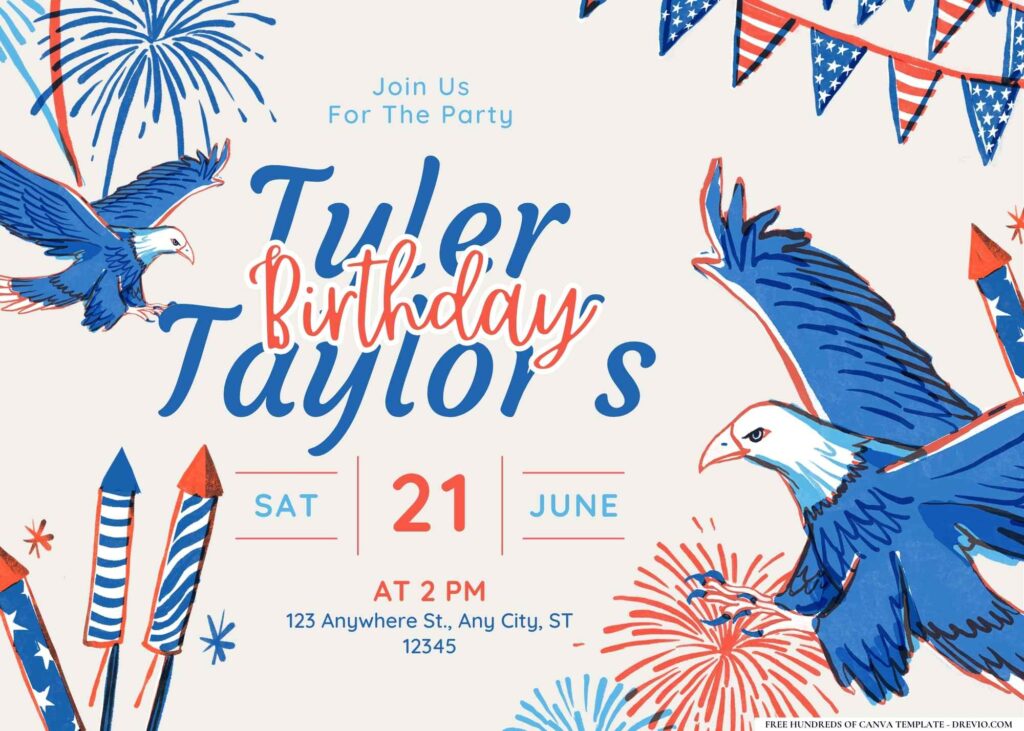 FREE Editable Fourth of July Birthday Invitation