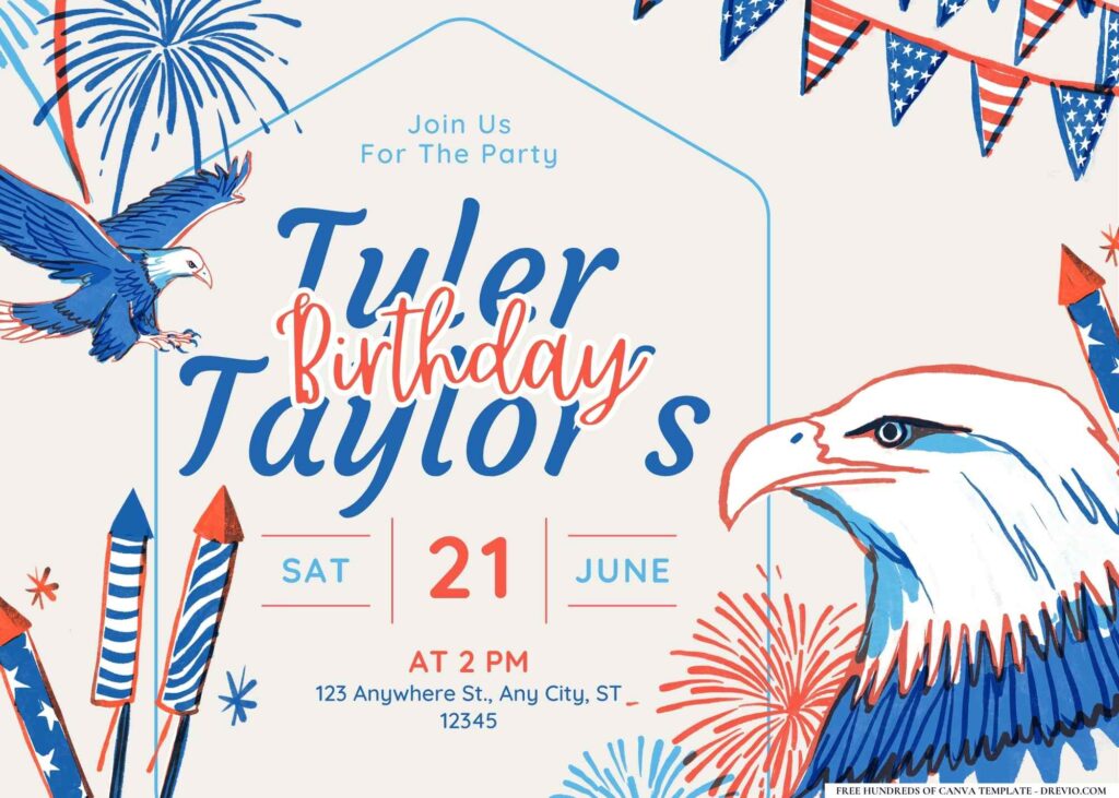 FREE Editable Fourth of July Birthday Invitation