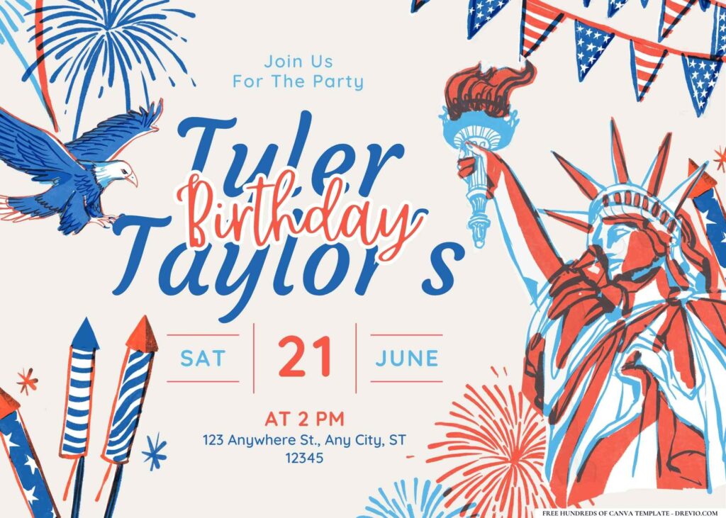 FREE Editable Fourth of July Birthday Invitation