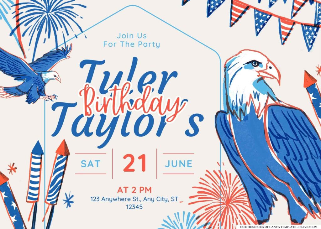 FREE Editable Fourth of July Birthday Invitation