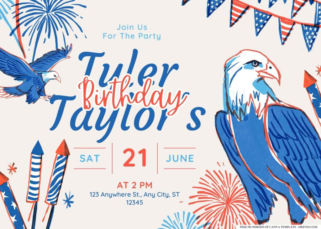 FREE Editable Fourth of July Birthday Invitation