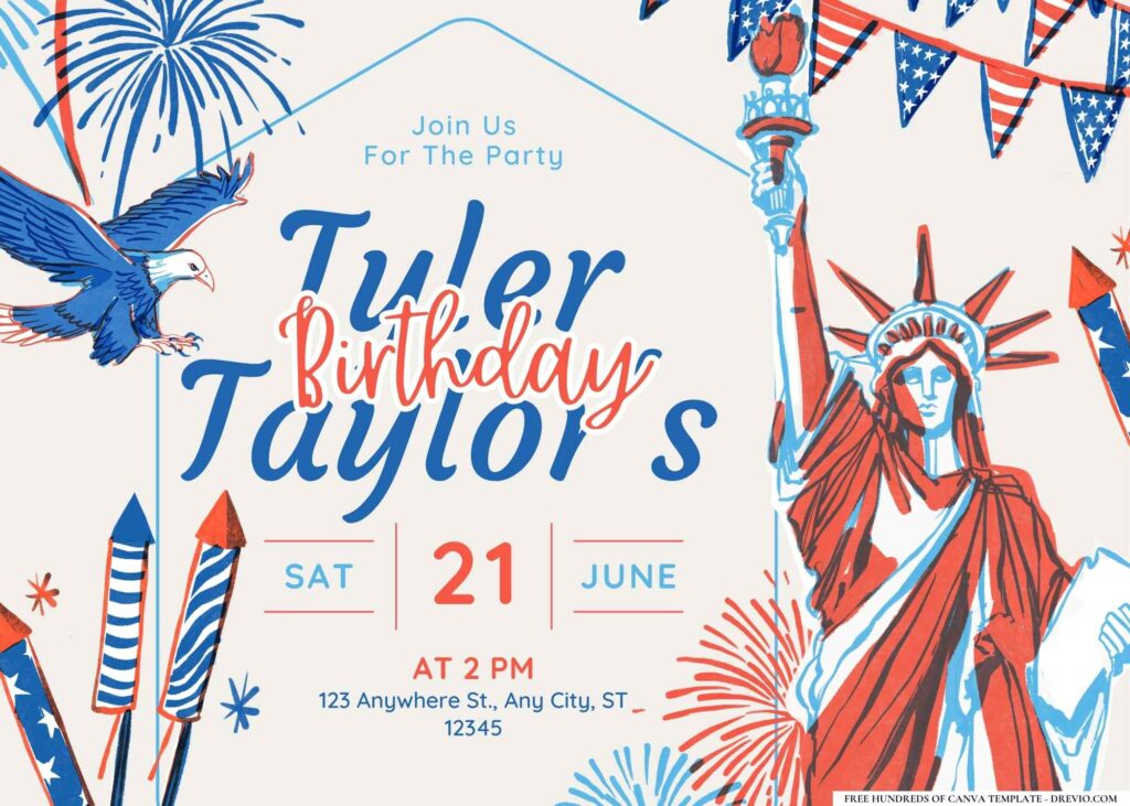 FREE Editable Fourth of July Birthday Invitation