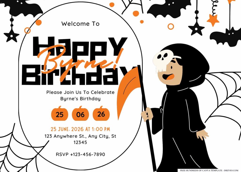 FREE Editable Halloween Birthday Invitation