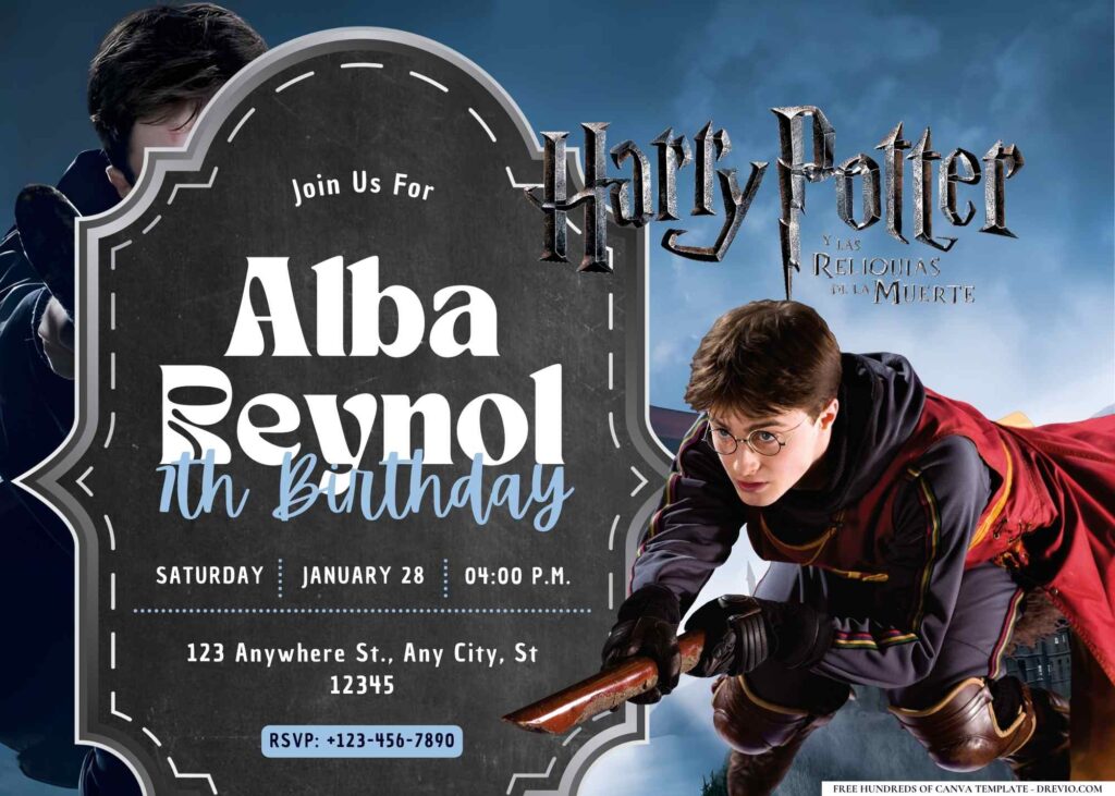 FREE Editable Harry Potter Birthday Invitation 
