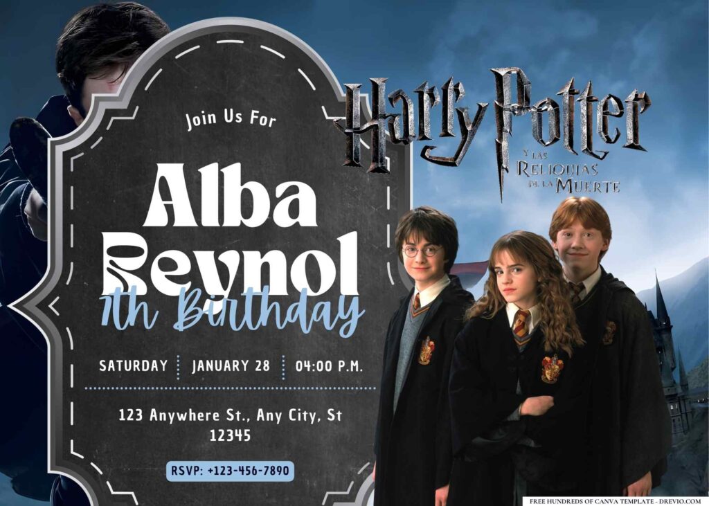 FREE Editable Harry Potter Birthday Invitation 