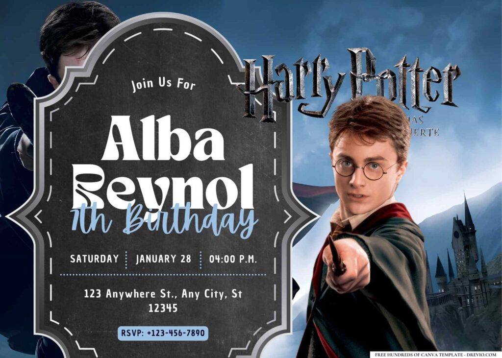 FREE Editable Harry Potter Birthday Invitation 