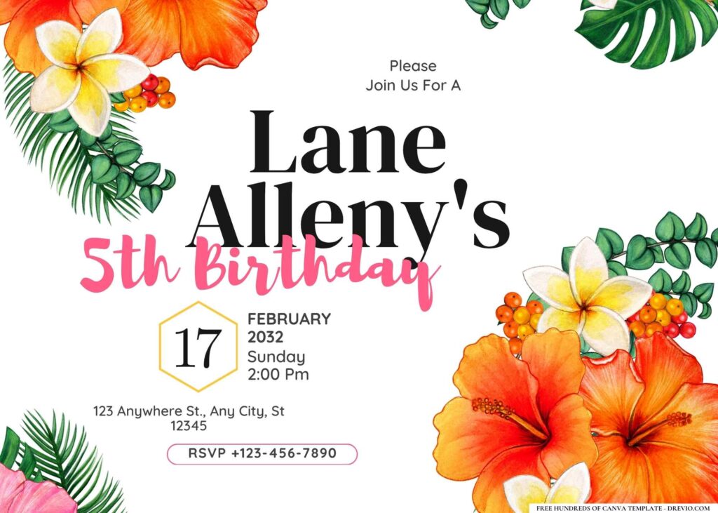 FREE Editable Hawaii Birthday Invitation