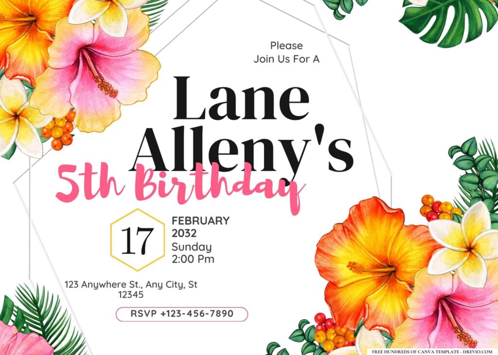 FREE Editable Hawaii Birthday Invitation