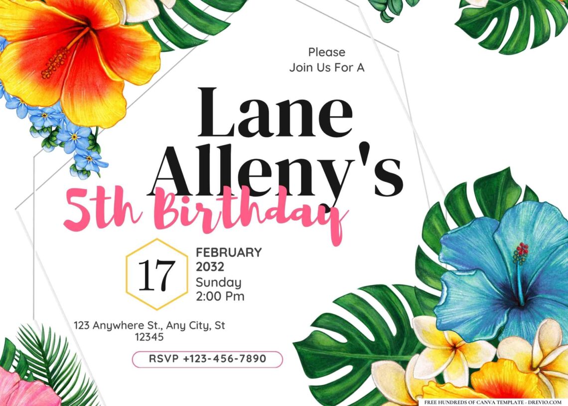 FREE Editable Hawaii Birthday Invitation