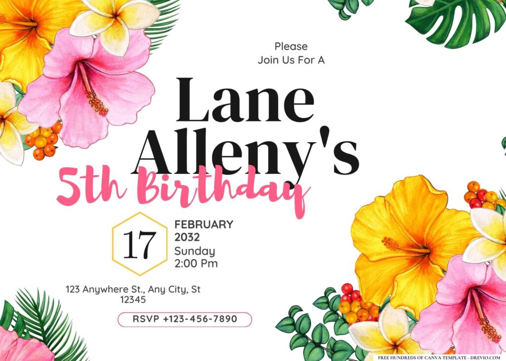 FREE Editable Hawaii Birthday Invitation