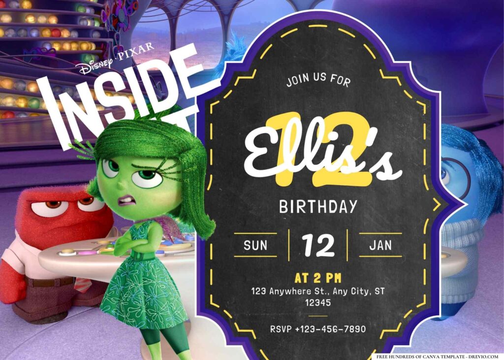 FREE Editable Inside Out Birthday Invitation