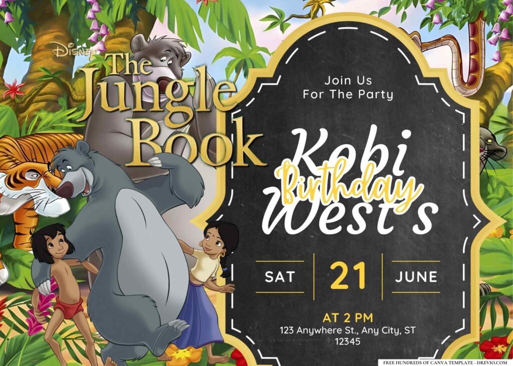 FREE Editable Jungle Book Birthday Invitation