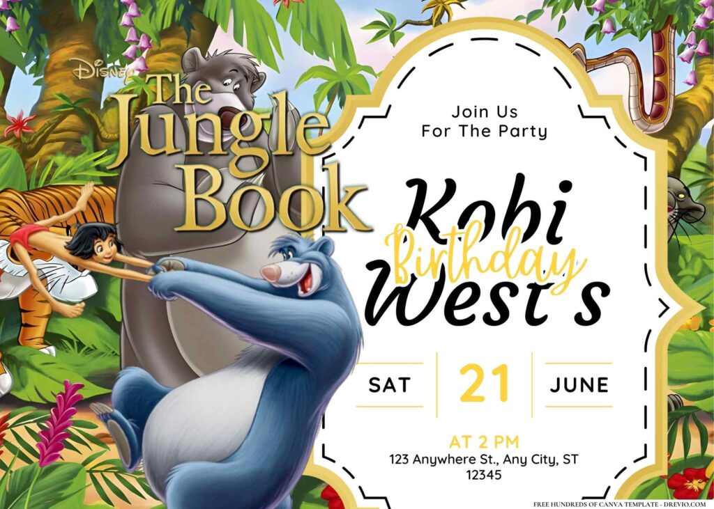 FREE Editable Jungle Book Birthday Invitation