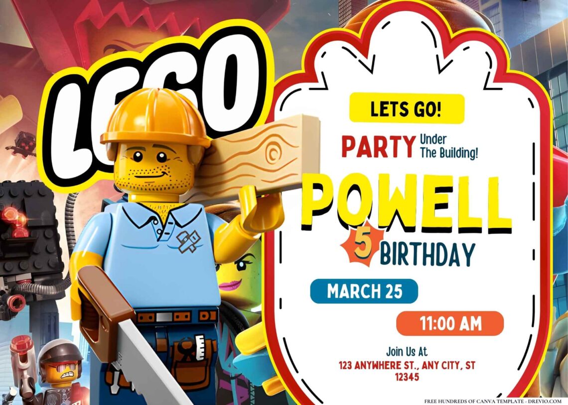 FREE Editable LEGO Builders Birthday Invitation