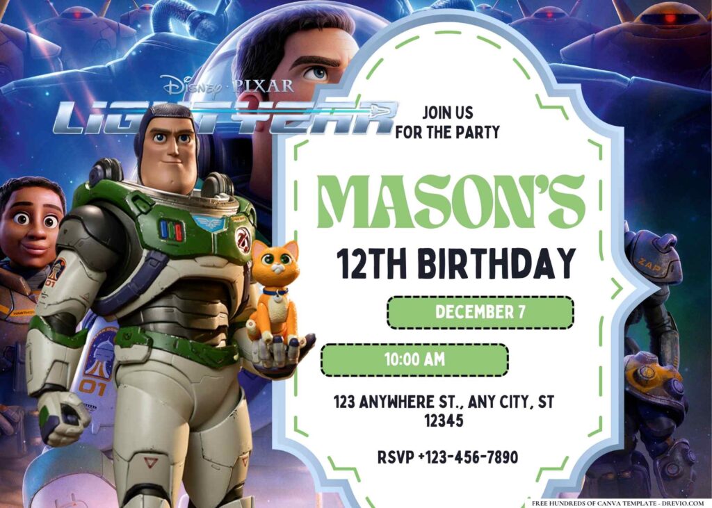 FREE Editable Lightyear Birthday Invitation