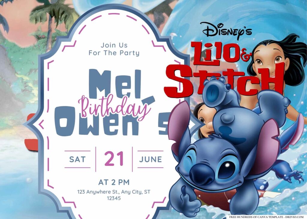 FREE Editable Lilo & Stitch Birthday Invitation