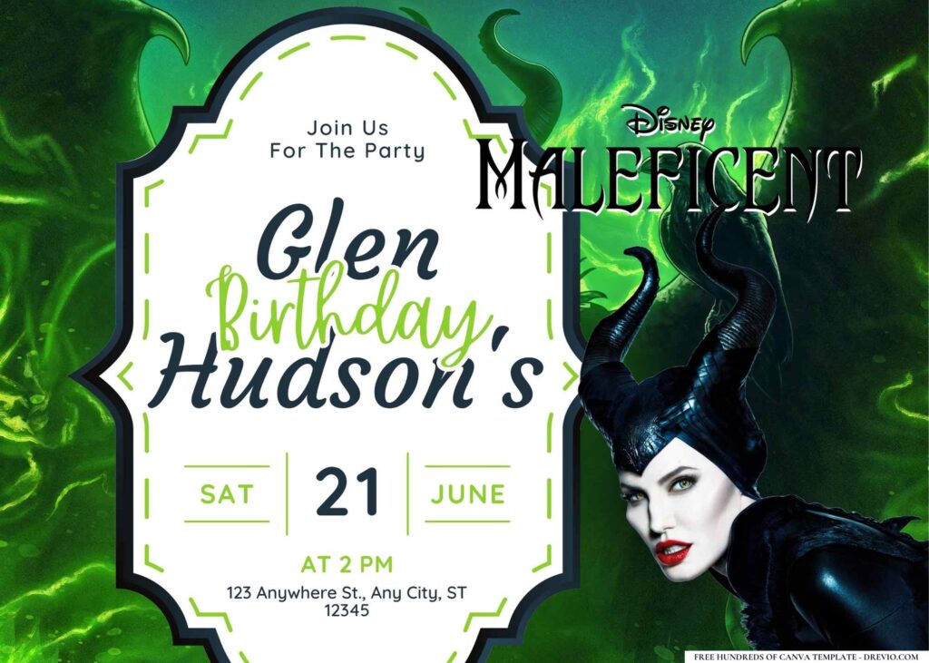 FREE Editable Maleficent Birthday Invitation