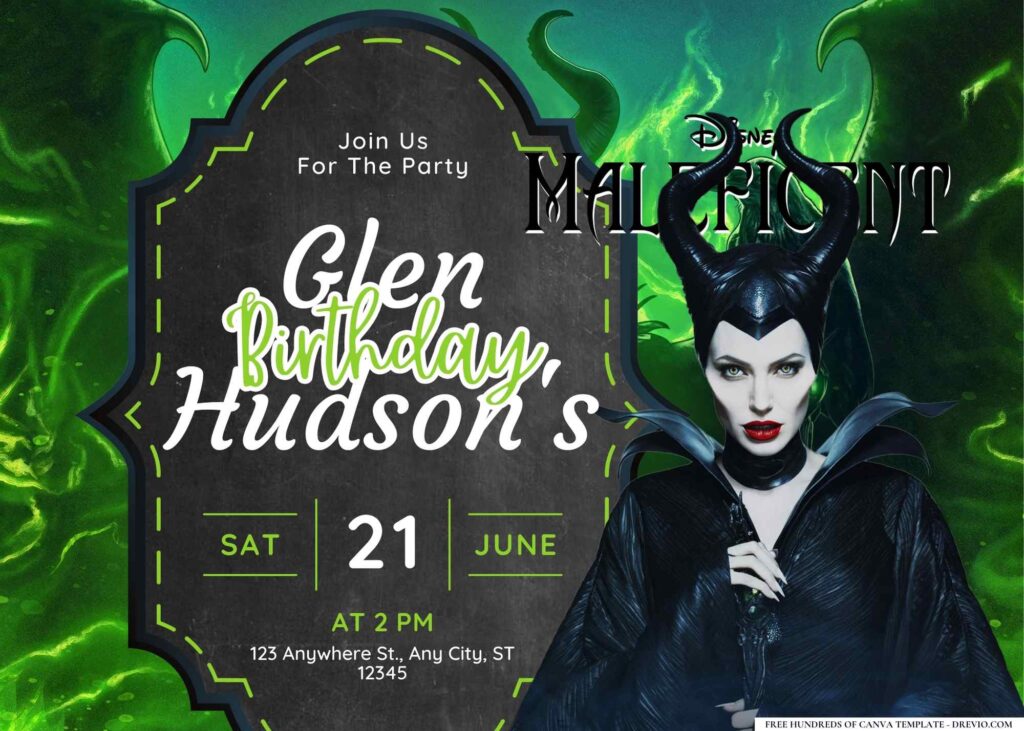 FREE Editable Maleficent Birthday Invitation