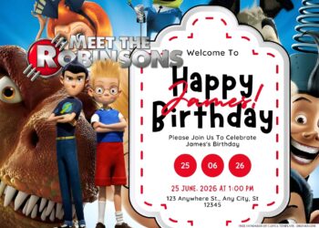 FREE Editable Meet the Robinsons Birthday Invitation