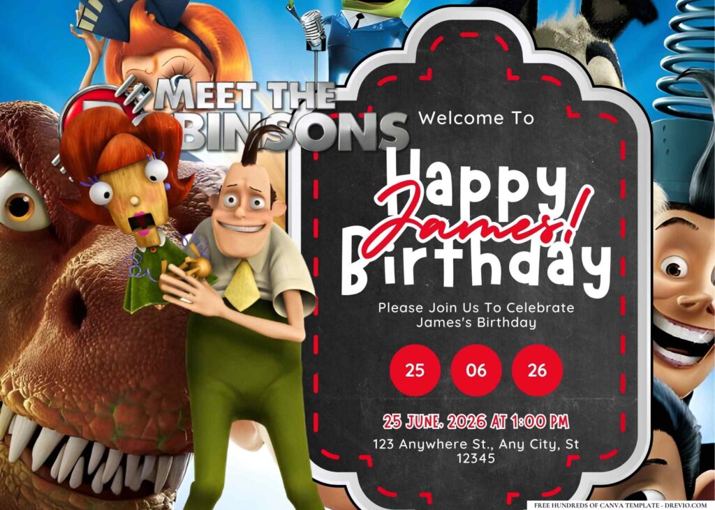 FREE Editable Meet the Robinsons Birthday Invitation 