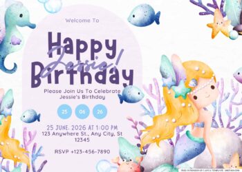 FREE Editable Mermaid Birthday Invitation