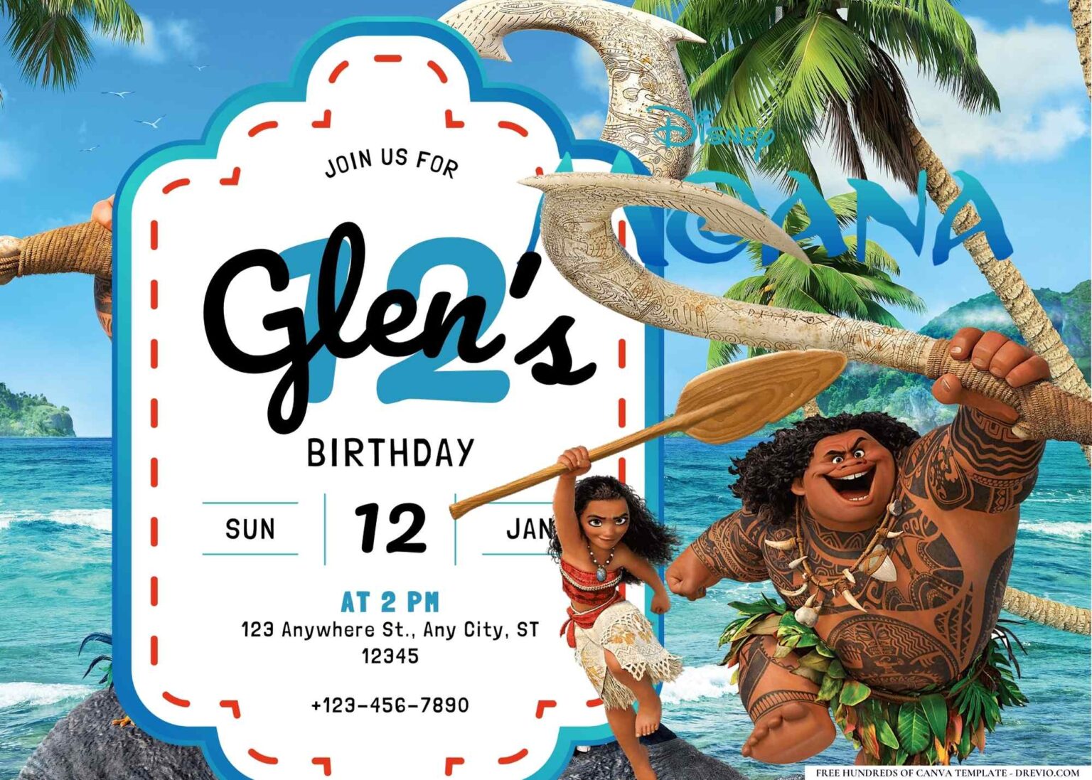 14+ Moana Birthday Invitation Templates - Drevio : Free And Printable ...