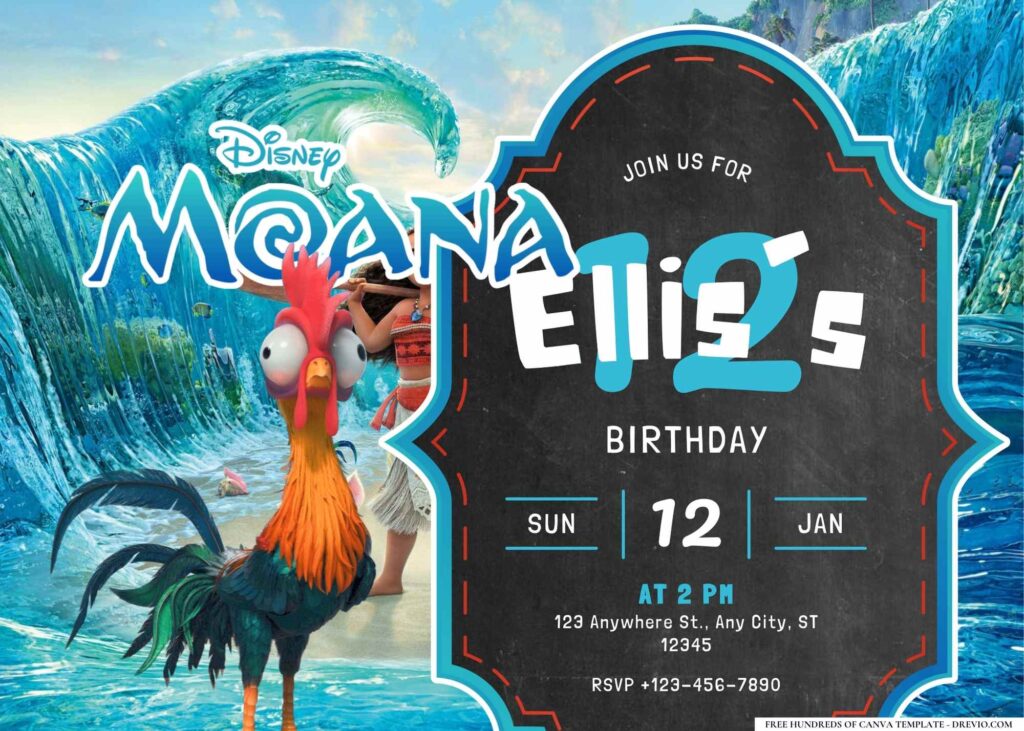 FREE Editable Moana Island Birthday Invitation