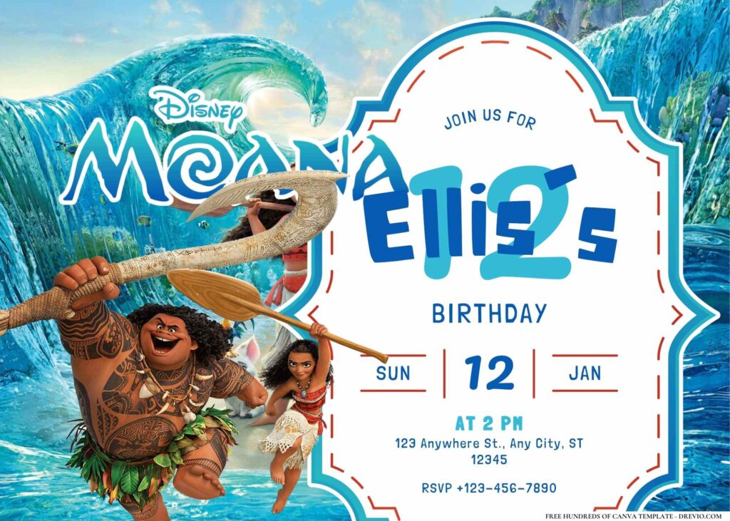 FREE Editable Moana Island Birthday Invitation