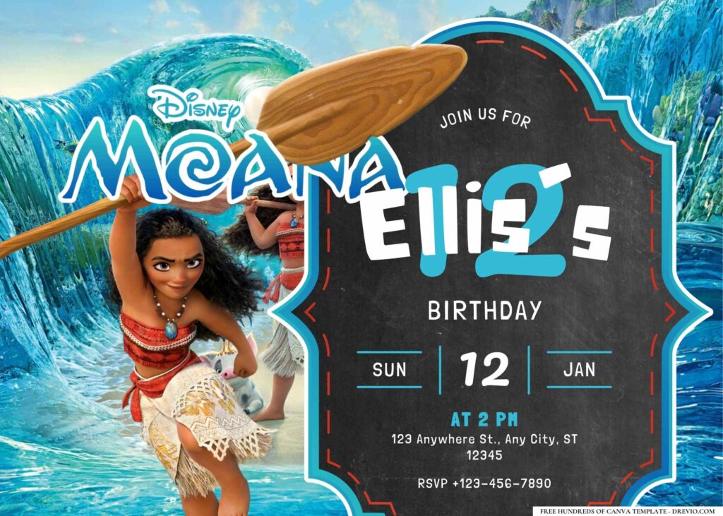 FREE Editable Moana Island Birthday Invitation