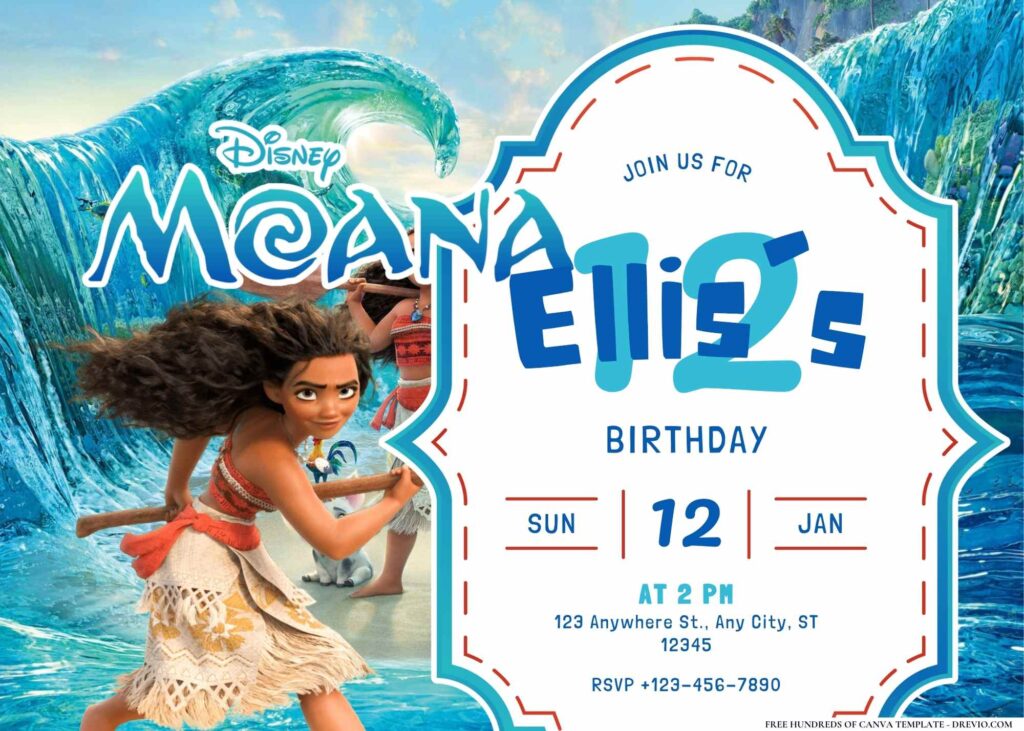FREE Editable Moana Island Birthday Invitation