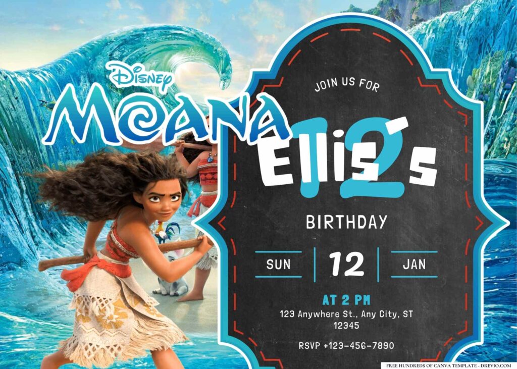 FREE Editable Moana Island Birthday Invitation